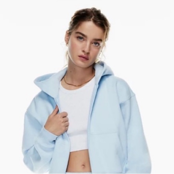Aritzia TNA COZY Mega Zip Oversized Baby Blue Hoodie - Picture 2 of 10
